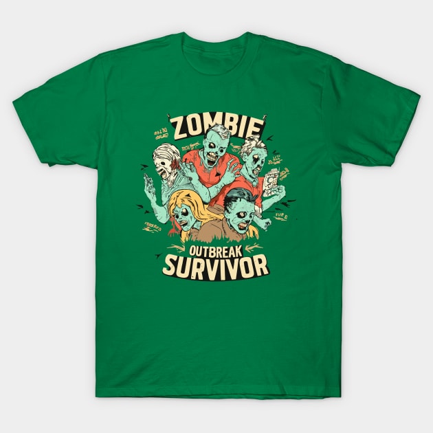 Zombie Outbreak Survivor T-Shirt by nefuku